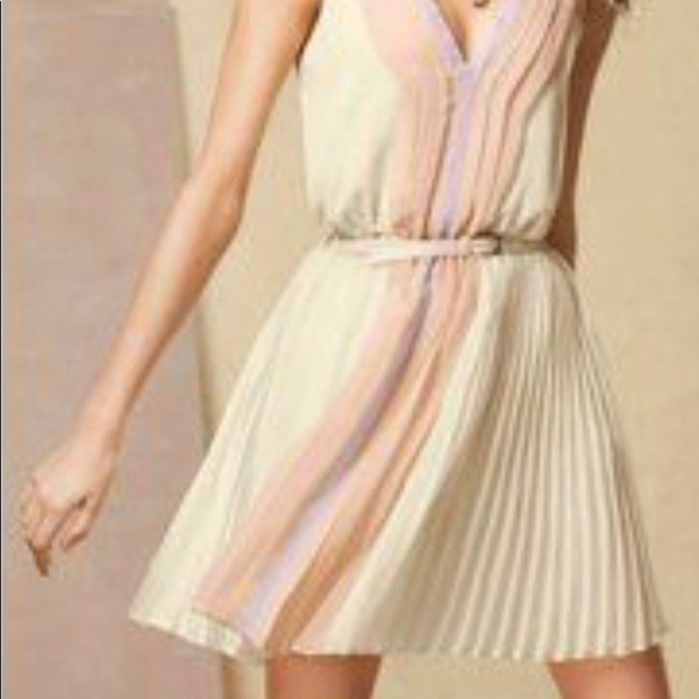 Pink and Cream pleated dress